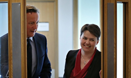 Game for a laugh: Ruth Davidson with David Cameron.
