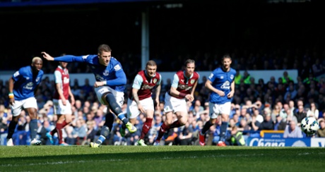 Ross Barkley has his penalty saved by Burnley's Tom Heaton.
