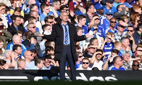 Jose Mourinho dosn't look too happy as United dominate possession.