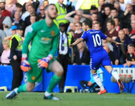 Eden Hazard celebrates scoring the opener from a Hazard pass.