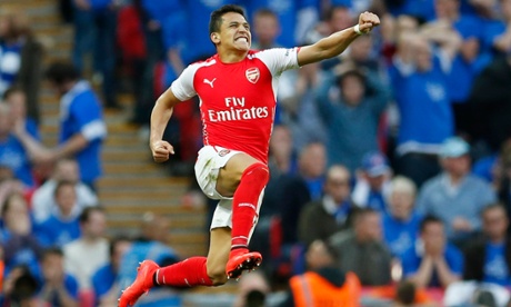Alexis Sanchez celebrates after scoring the second goal.
