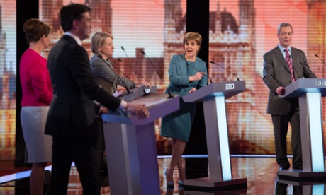 Five party leaders took part in Thursday’s BBC challengers’ debate – Ed Miliband (second left) was judged to performed the strongest.