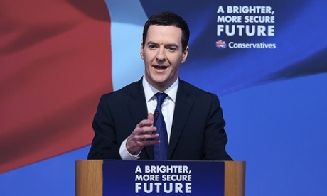 Chancellor George Osborne at the launch of the Conservative party manifesto.