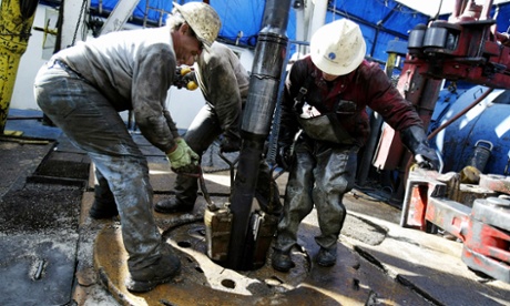 A natural gas drilling rig near Wyoming.