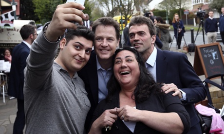 Nick Clegg poses for a campaign pic with Lib Dem candidate Tom Brake in deepest Carshalton.