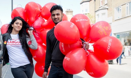 Labour supporters in East Ham, where Labour's Stephen Timms has been MP since 1994