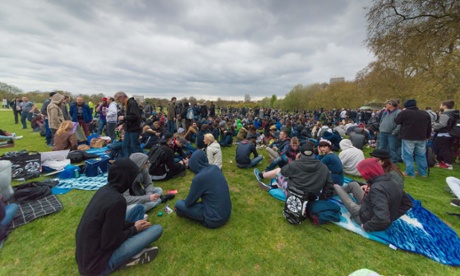 People attend the 4/20 pro-cannabis rally in Hyde Park, London, on Sunday.