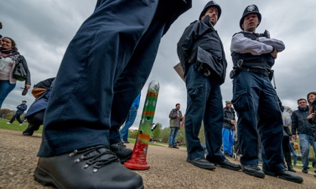 Police officers at the 4/20 pro-cannabis rally in Hyde Park 2015