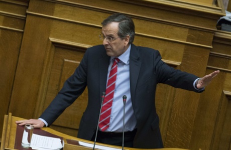 Mandatory Credit: Photo by ZUMA/REX (4592866g) Antonis Samaras Session of the Greek parliament, Athens, Greece - 30 Mar 2015 Alexis Tsipras called an urgent parliamentary session to inform MPs about the ongoing negotiations between Greece and the European institutions.SESSIONGREEKPARLIAMENTATHENSGREECE30MAR2015ANTONISSAMARASPersonality28149000