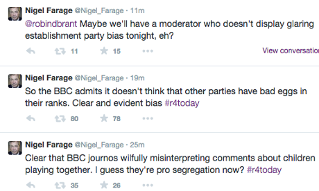 Nigel Farage's post-interview tweets.
