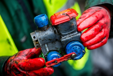 A toy found during the clean-up of a stretch of the Regent’s canal near Salmon Lane lock, London.