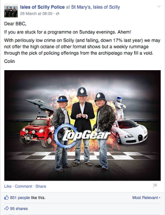 Facebook screenshot of Isles of Scilly Police Facebook Page 