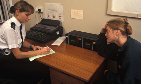 teenage girl being interviewed by  policewoman