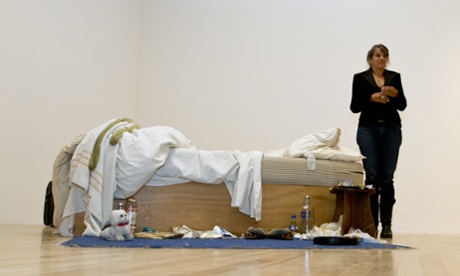 Tracey Emin with My Bed at Tate Britain last week.