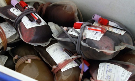 Bags of donated blood are stacked as responders rallied to aid casualties of the attack at Garissa.