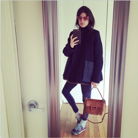 Leandra Medine's natural-toned nails.