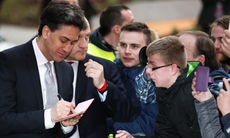 Ed Miliband signs autographs