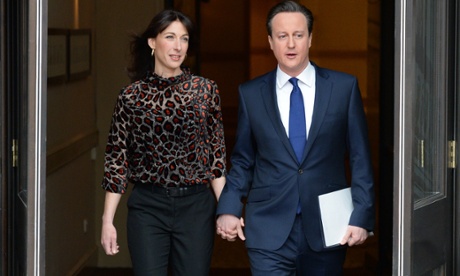 David Cameron his wife, Samantha, leaving their hotel in central Manchester earlier to travel to ITV Studios in Salford.