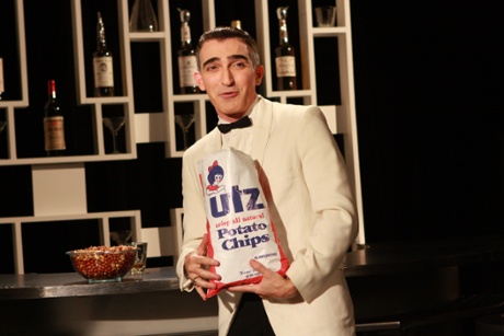 Jimmy Barrett shoots an ad for potato chips.