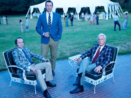 Vincent Kartheiser as Pete Campbell, Jon Hamm as Don Draper and John Slattery as Roger Sterling.