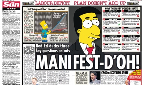 The Sun's spread attacking Ed Miliband's manifesto