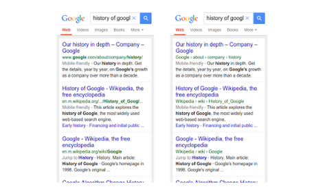 Google results, old and new.