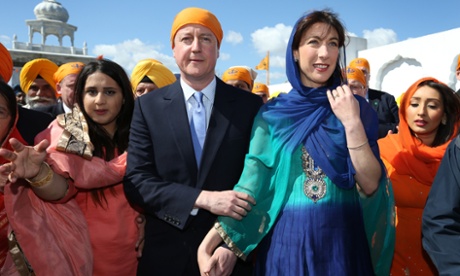 David and Samatha Cameron at a Sikh temple