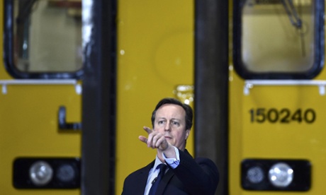 David Cameron during a visit to Arriva TrainCare maintenance plant in Crewe on Monday