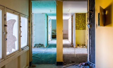 The high rise flats in Sighthill in the North of Glasgow. Half of the flats have been demolished but several flats remain in the area. Many of the residents left behind are asylum seekers and refugees.