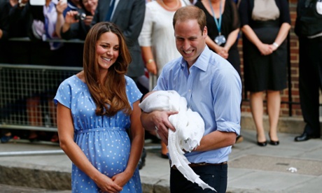 The Duchess and Duke of Cambridge show Prince George to public and the media outside the Lindo Wing of St Mary’s hospital in London in July 2013.
