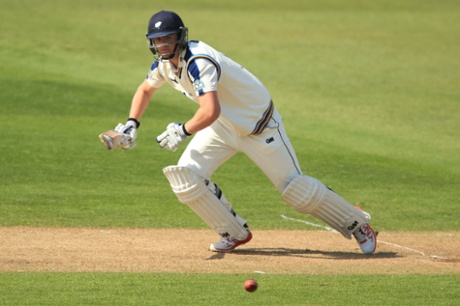 Yorkshire's Alex Lees hits another boundary at Trent Bridge.