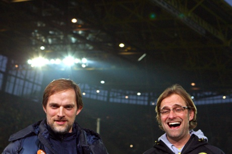 Then-Mainz head coach Thomas Tuchel and Dortmund's Jürgen Klopp in 2012.