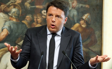 Italian prime minister Matteo Renzi addresses a conference on Monday.