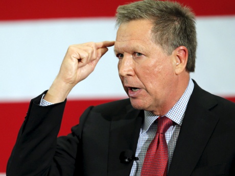Potential Republican 2016 presidential candidate Ohio Governor John Kasich speaks at the First in the Nation Republican Leadership Conference in Nashua, New Hampshire April 18, 2015.  