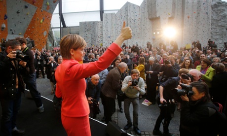 Nicola Sturgeon at the launch of the SNP general election manifesto in Edinburgh.