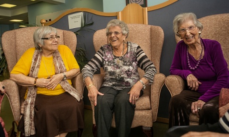 97-year-old Beatty Orwell, centre, part of Jewish Care’s push to get care users to vote, with friends Marie Posner and Amelia Finger at a day centre in east London.