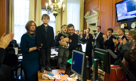 Gordon Brown and family prepare to leave Downing Street after his resignation.