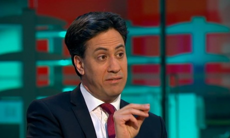 Ed Miliband being interviewed by Evan Davies on Newsnight.