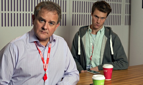Hugh Bonneville and Hugh Skinner in W1A. Photograph: Jack Barnes/BBC
