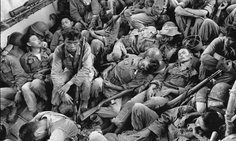 South Vietnamese soldiers on a US Navy troop carrier in 1962