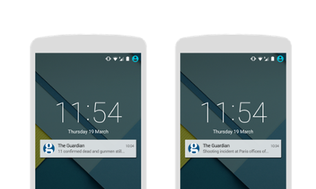 Breaking news push notifications sent during the Charlie Hebdo coverage.