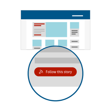 Concept of a breaking news 'follow this story' button.
