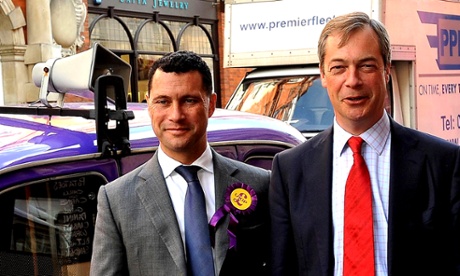 The Ukip leader, Nigel Farage, with the party's spokesman on migration, Steven Woolfe.