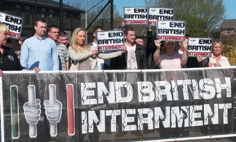 Supporters of dissident Damien 'Dee' Fennell outside Craigavon magistrates court.
