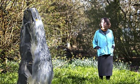 Harriet Frazer with Welsh Slate Monolith
