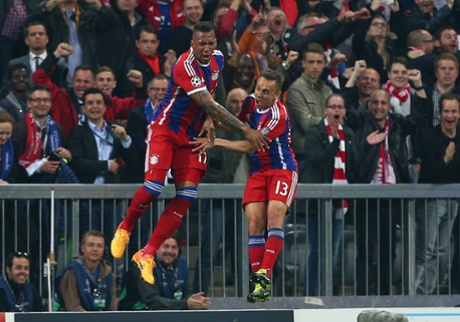 Boateng, Rafinha and the Bayern fans are jumping for joy.