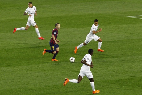 Andres Iniesta goes on a jinky little run.