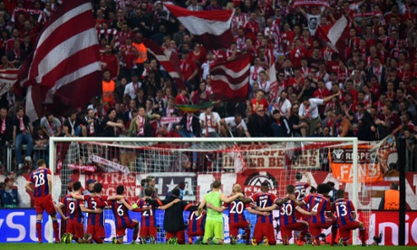 The Bayern players honour their fans, who return the adulation.