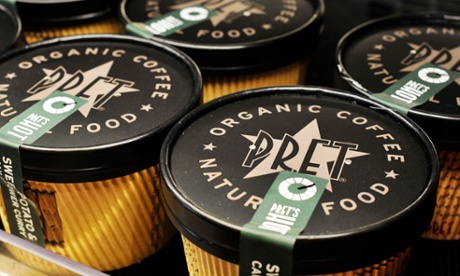 Pret A Manger food items on display in a Pret cafe, central London