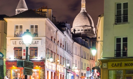 The dome of the Sacre Coeur Basilica over Montmartre in Paris. 